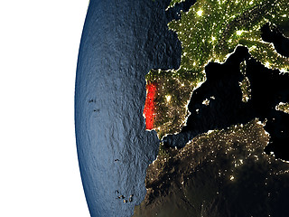 Image showing Sunset over Portugal from space