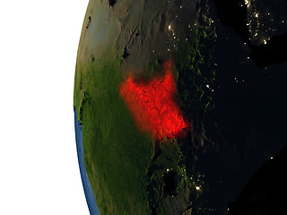 Image showing Sunset over South Sudan from space