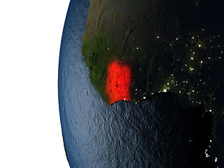 Image showing Sunset over Ivory Coast from space