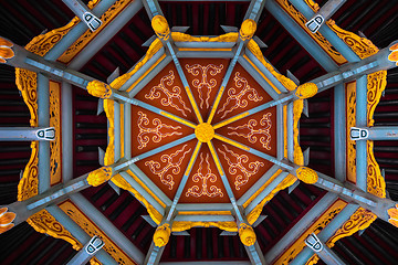 Image showing Traditional chinese abstract woodenroof as background background