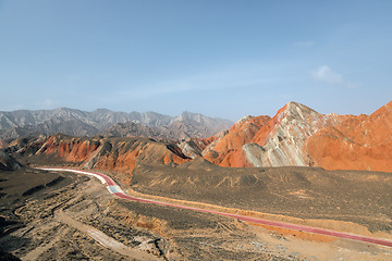 Image showing Rainbow mountains in asian geopark at China