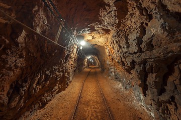 Image showing Underground mine passage angle shot