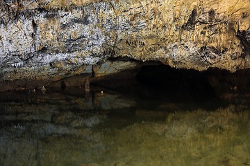 Image showing Underground lake sorrunded by rocks