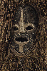 Image showing Genuine african mask closeup photo