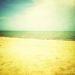 Image showing Retro style photo of sea and sand beach