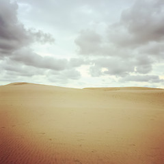 Image showing Sand dunes and cloudy sky