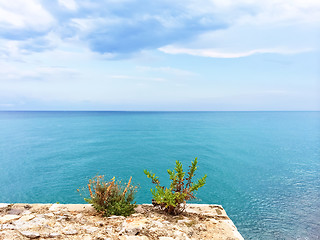 Image showing Beautiful blue sea of Peniscola, Spain