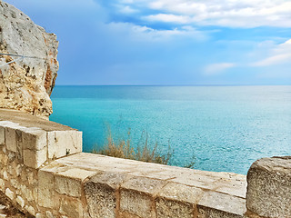 Image showing Waterfront and peaceful blue sea of Peniscola, Spain