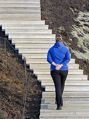 Image showing Shot of a young woman hiking in Iceland