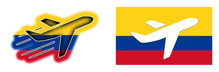 Image showing Nation flag - Airplane isolated - Colombia