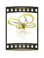 Image showing Drone, quadrocopter, with photo camera. 3d render. The film stri