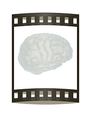 Image showing 3D illustration of human brain. The film strip