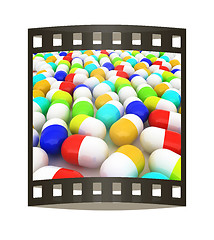 Image showing Tablets background. 3D illustration. The film strip