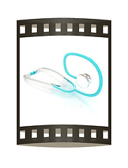 Image showing stethoscope. 3d illustration. The film strip