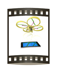 Image showing Drone with tablet pc. The film strip