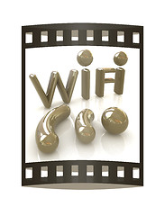 Image showing WiFi symbol. 3d illustration. The film strip