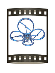 Image showing Drone, quadrocopter, with photo camera flying. 3d render. The fi