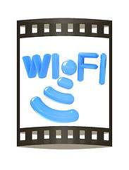 Image showing WiFi symbol. 3d illustration. The film strip