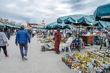 Image showing Berber market in the souks of Marrakech, Morocco 