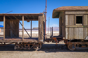 Image showing Old train station in Bolivia desert