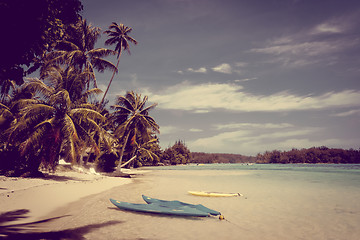 Image showing Paradise tropical beach and lagoon in Moorea Island