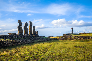 Image showing Moais statues, ahu ko te riku, easter island
