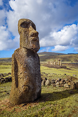 Image showing Moai statue, ahu Tongariki, easter island