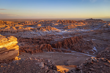 Image showing Valle de la Luna at sunset in San Pedro de Atacama, Chile