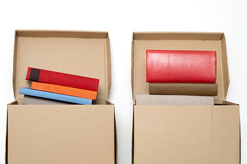 Image showing cardboard boxes full of books