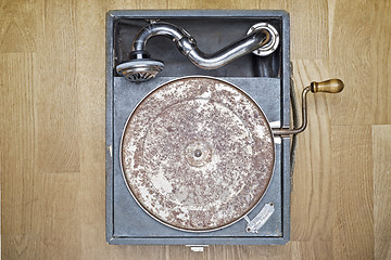 Image showing Vintage turntable vinyl record player