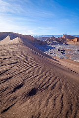 Image showing Sand dunes in Valle de la Luna, San Pedro de Atacama, Chile