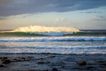 Image showing Pacific ocean at sunset on Easter Island