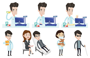 Image showing Vector set of doctor characters and patients.