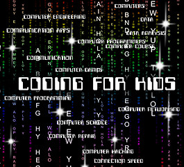 Image showing Coding For Kids Means Program Words And Cipher