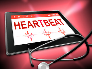 Image showing Heartbeat Tablet Means Pulse Trace And Cardiology