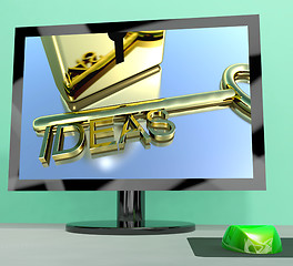 Image showing Ideas Key On Computer Screen Showing Creativity