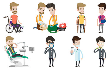 Image showing Vector set of doctor characters and patients.