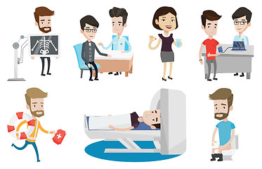 Image showing Vector set of doctor characters and patients.