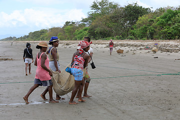 Image showing Native Malagasy fishermen fishing on sea, Madagascar