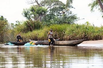 Image showing Fisherman life in madagascar countryside on river