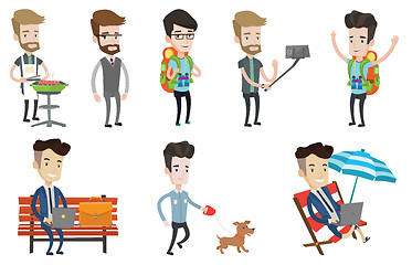 Image showing Vector set of traveling people and businessmen.