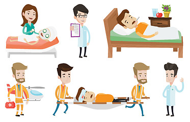 Image showing Vector set of doctor characters and patients.