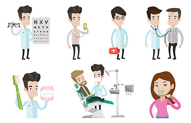 Image showing Vector set of doctor characters and patients.