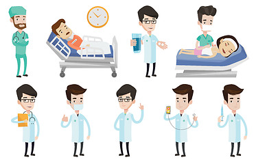 Image showing Vector set of doctor characters and patients.