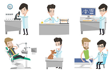 Image showing Vector set of doctor characters and patients.