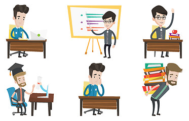 Image showing Vector set of student and teacher characters.