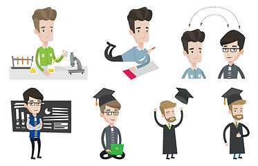 Image showing Vector set of student and teacher characters.