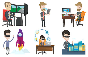 Image showing Vector set of people using modern technologies.