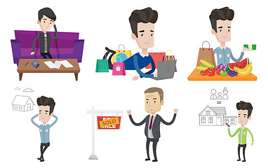 Image showing Vector set of real estate agents and house owners.