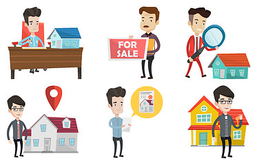 Image showing Vector set of real estate agents and house owners.